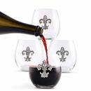 Fleur de Lis Stemless Wine Glasses - Set of 4