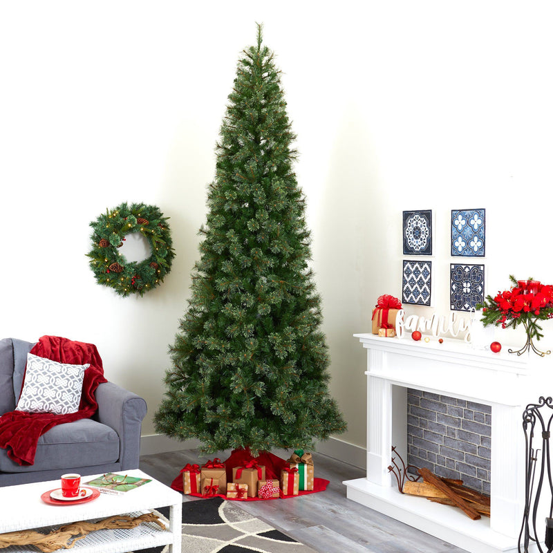 10' Cashmere Slim Artificial Christmas Tree with 750 Warm White Lights and 1908 Bendable Branches