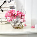 10” Cherry Blossom Artificial Arrangement in Glass Vase