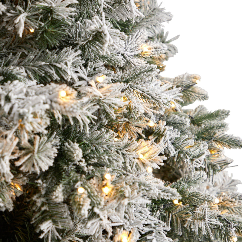 10' Flocked Vermont Mixed Pine Christmas Tree with 800 LED Lights and 2200 Bendable Branches