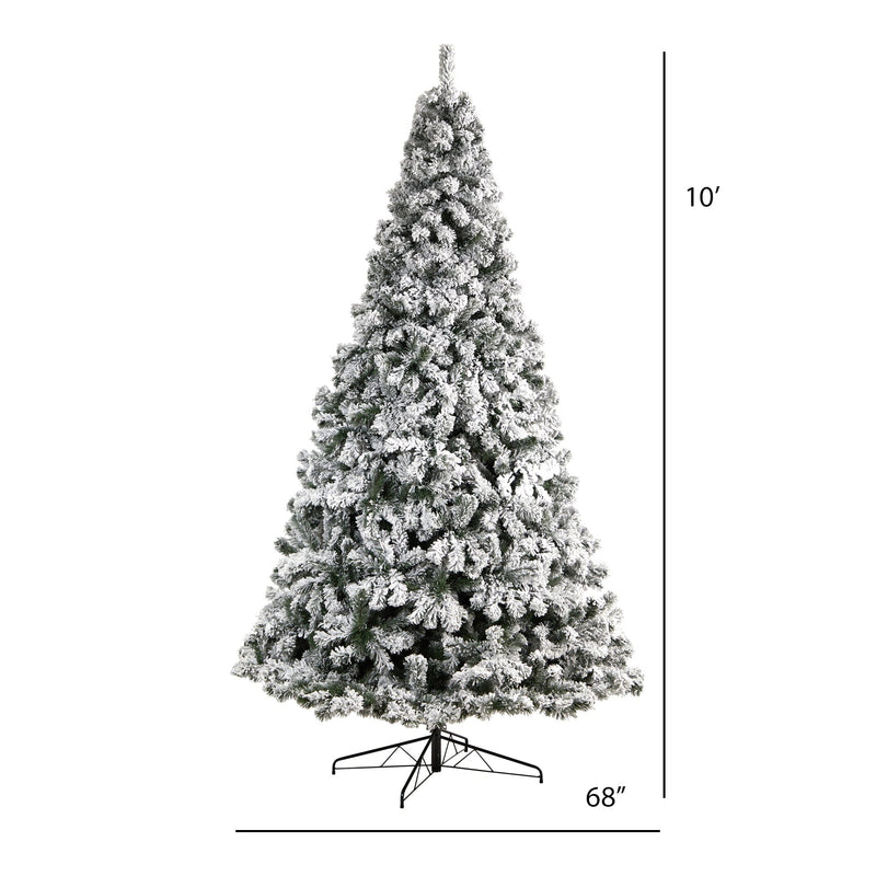 10' Flocked West Virginia Fir Artificial Christmas Tree with 1680 Bendable Branches