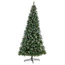 10’ Frosted Swiss Pine Artificial Christmas Tree with 850 Clear LED Lights and Berries