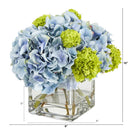 10” Hydrangea Artificial Arrangement in Glass Vase