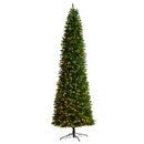 11’ Slim Green Mountain Pine Christmas Tree with 950 Clear LED Lights and 2836 Bendable Branches