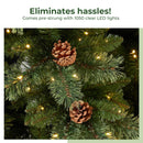 11’ White Mountain Pine Artificial Christmas Tree with 1050 Clear LED Lights, Pine Cones and 2395 Bendable Branches