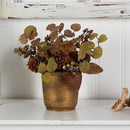 12” Fall Eucalyptus, Pinecones and Berries Artificial Autumn Arrangement in Decorative Vase