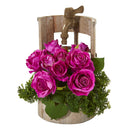 12” Rose Artificial Arrangement in Faucet Planter