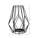 13” Geometric Black Metal Wire Votive Tea Lantern Candle Holder