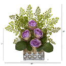 13” Rose and Maiden Hair Arrangement in Hanging Planter