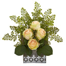 13” Rose and Maiden Hair Arrangement in Hanging Planter