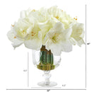 14” Amaryllis Bouquet Artificial Arrangement in Royal Vase