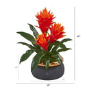 14” Triple Bromeliad Artificial Plant in Stoneware Planter