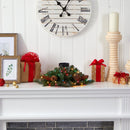 16” Flocked and Glittered Artificial Christmas Pine Candelabrum with 35 Multicolored Lights and Pine Cones