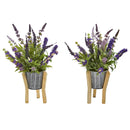 16” Lavender Artificial Plant in Tin Planter with Legs (Set of 2)