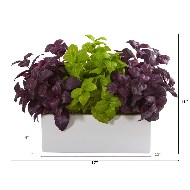 17 Basil Artificial Plant in White Planter