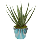 18” Aloe Artificial Plant in a Turquoise Planter