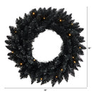18” Black Artificial Wreath with 20 Warm White LED Lights