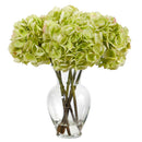 18” Yellow Hydrangea Artificial Arrangement in a Bouquet Glass Vase