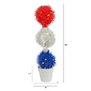 18” Red, White and Blue “Americana” Artificial Topiary Plant with 35 Warm LED Lights