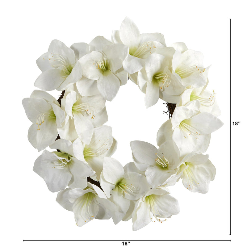 18” White Amaryllis Artificial Wreath