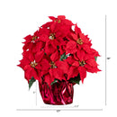 19” Artificial Lush Poinsettia Arrangement in Red Wrapped Planter