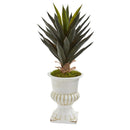 2' Agave Artificial Plant in White Urn