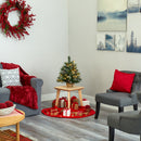 2’ Frosted Pine Artificial Christmas Tree with 35 Clear LED Lights, Pinecones and Burlap Base