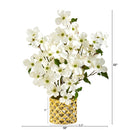 22” Dogwood Artificial Arrangement in Gold Vase