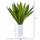 22” Sansevieria Artificial Plant in White Vase