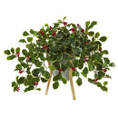 22” Variegated Holly Berry Artificial Plant in Green Planter with Stand (Real Touch)