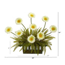 23” Gerber Daisy and Fern Artificial Arrangement in Vase