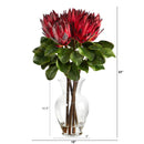 23” King Protea Artificial Arrangement in Glass Vase