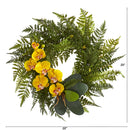 23” Mixed Greens and Phalaenopsis Orchid Artificial Wreath