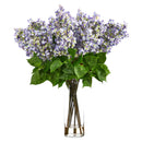 24” Artificial Lilac  Arrangement with  Cylinder Glass Vase
