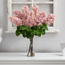 24” Artificial Lilac  Arrangement with  Cylinder Glass Vase