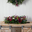 24” Holiday Berries, Pinecones and Eucalyptus Cutting Board Wall Décor or Table Arrangement