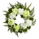 24” Artificial White Hydrangea Berry Wreath