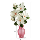 24” Japanese Magnolia Artificial Arrangement in Rose Colored Vase