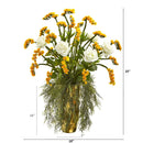 25” Silk Rose Artificial Arrangement in Designer Gold Vase