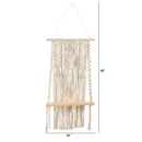 2.5’ x 1.5’ Hand Crafted Woven Macrame Wall Hanging with Wooden Shelf
