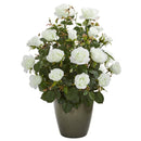 26” Garden Rose Artificial Plant in Green Planter