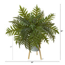 26” Hares Foot Fern Artificial Plant in Green Planter with Stand (Real Touch)