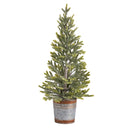 26” Pine “Natural Look” Artificial Christmas Tree with 35 Warm White Lights in Rustic Metal Planter