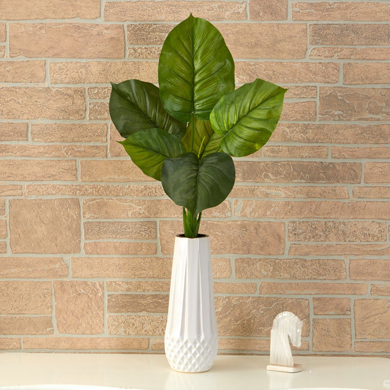 Nearly Natural 27in. Large Philodendron Leaf Artificial Bush Plant (Set of 4)