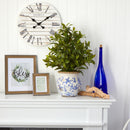 28” Coffee Leaf Artificial Plant in Vintage Floral Planter (Real Touch)