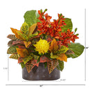 28” Cymbidium Orchid, Bromeliad, Croton and Pothos Artificial Plant