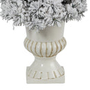 28” Flocked Artificial Christmas Tree with 30 Clear LED Lights in White Urn