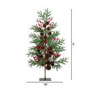 3' Artificial Slim Christmas Tree with Pine Cones & Berries