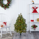 3' Cambridge Spruce Flat Back Artificial Christmas Tree with 50 Warm White (Multifunction) LED Lights and 113 Bendable Branches