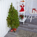 3' Cambridge Spruce Flat Back Artificial Christmas Tree with 50 Warm White (Multifunction) LED Lights and 113 Bendable Branches